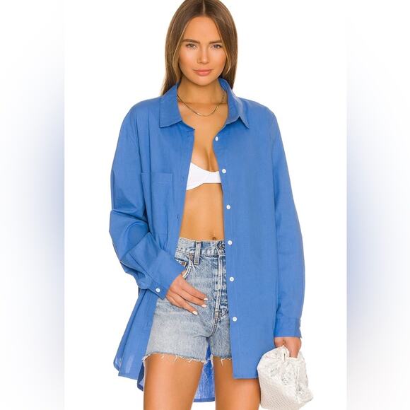 Sndys x Revolve Bello button down shirt blue XL new with tags - Picture 1 of 8